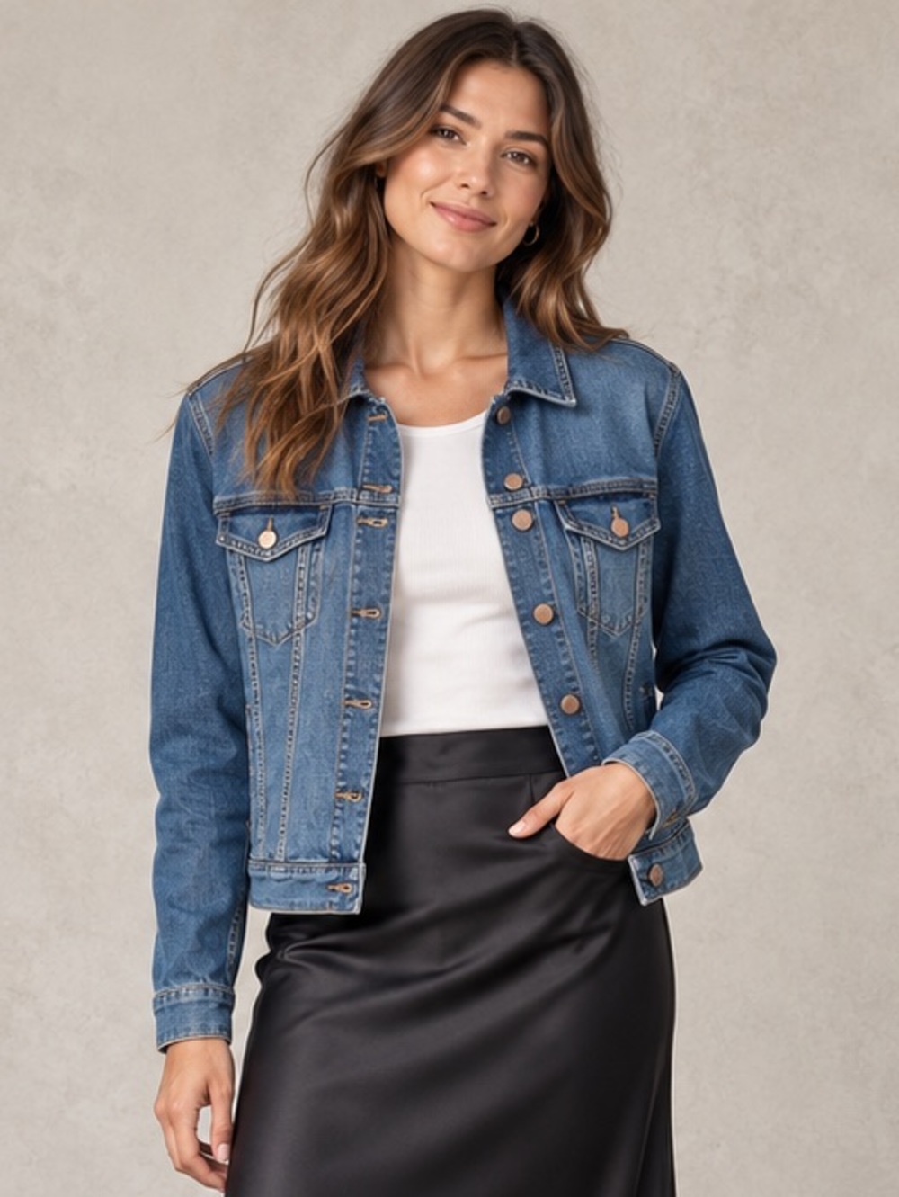 Stretch Denim Trucker Jacket Medium Wash L